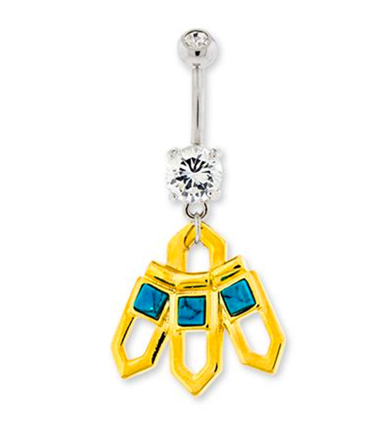 Turquoise Howlite Triple Wand Belly Button Ring