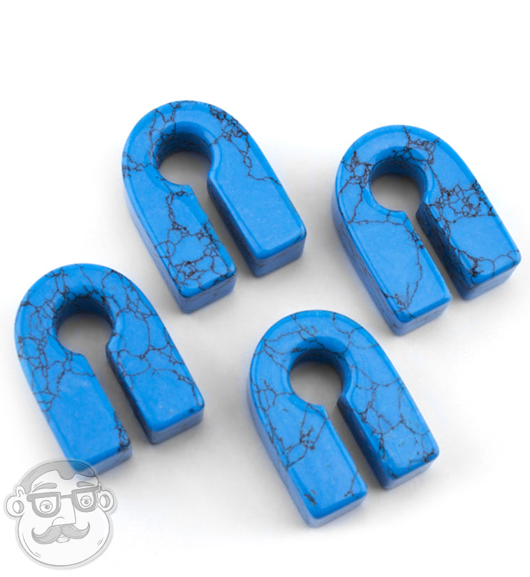 Turquoise Howlite Stone Key Square Ear Weights