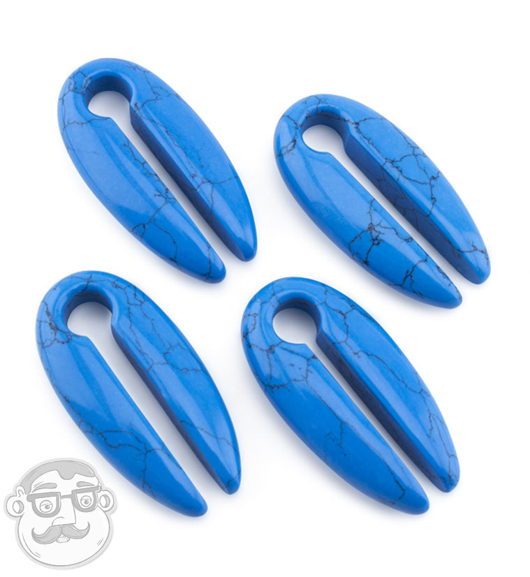 Turquoise Howlite Stone Keyhole Ear Weights