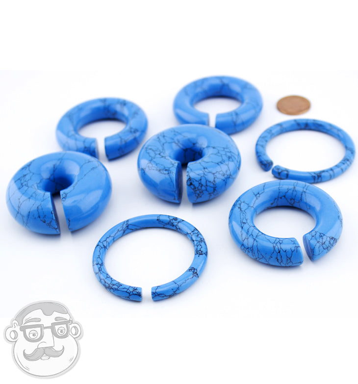 Turquoise Howlite Stone Plug Hoops