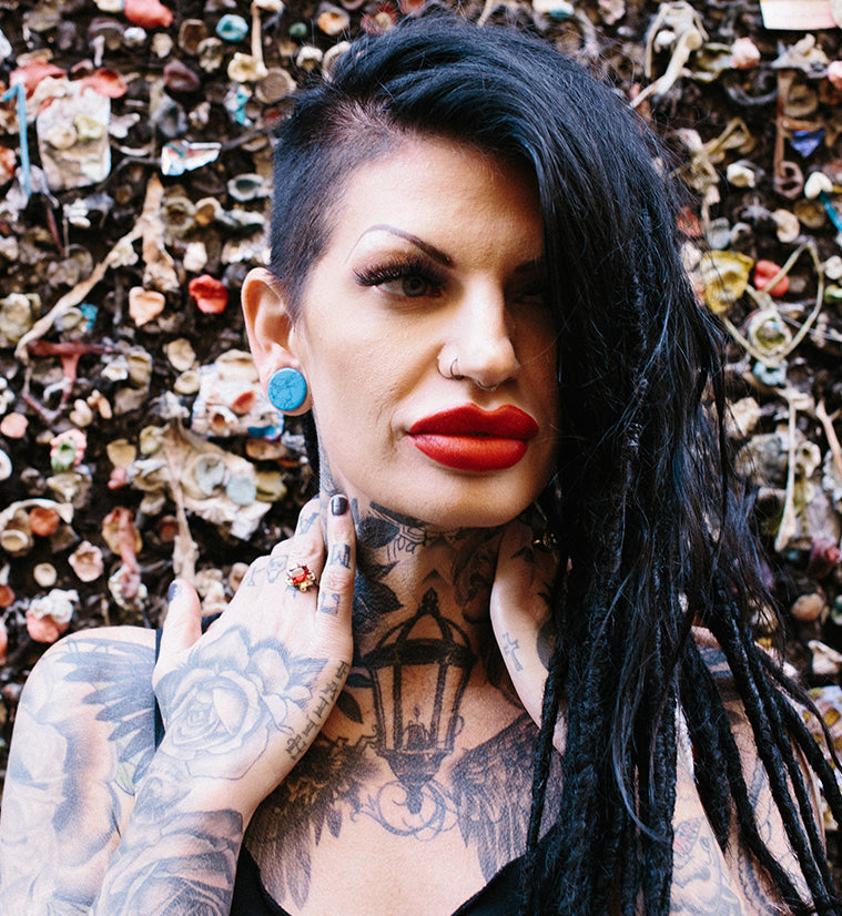 Turquoise Howlite Stone Double Flare Plugs