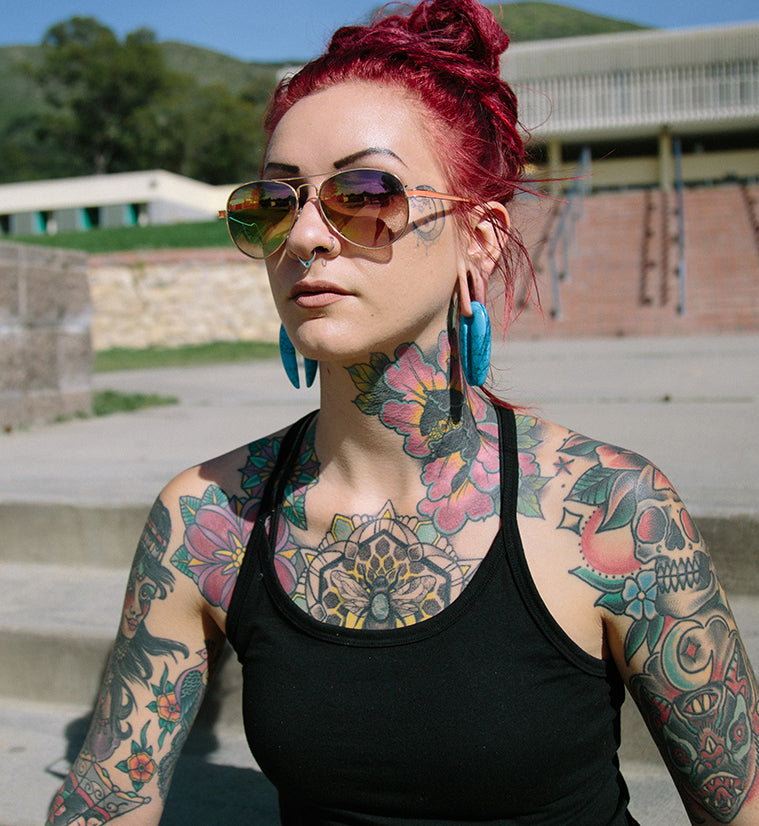 Turquoise Howlite Stone Keyhole Ear Weights