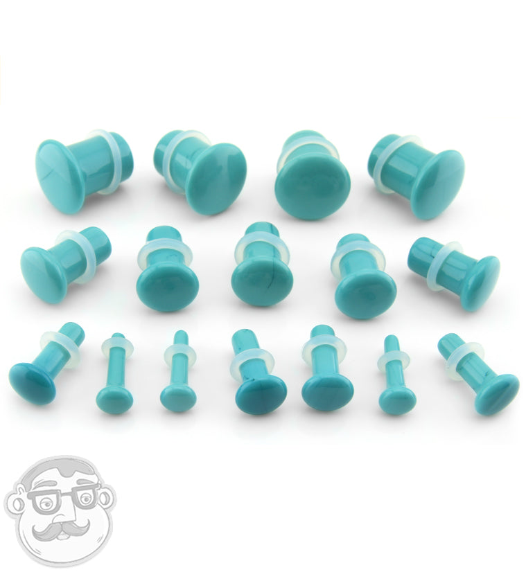 Island Blue Single Flare Glass Plugs