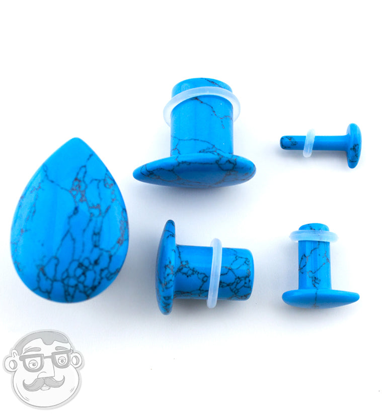 Turquoise Howlite Single Flare Teardrop Plugs