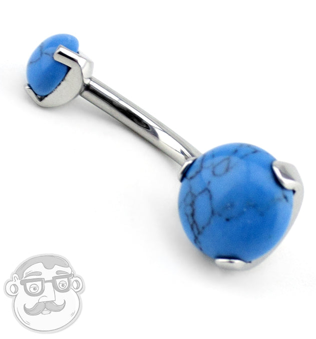 Turquoise Howlite Stone Titanium Belly Button Ring