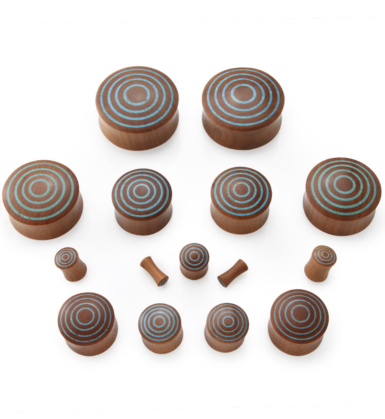 Target Turquoise Howlite Stone Inlay Saba Wooden Plugs Gauges