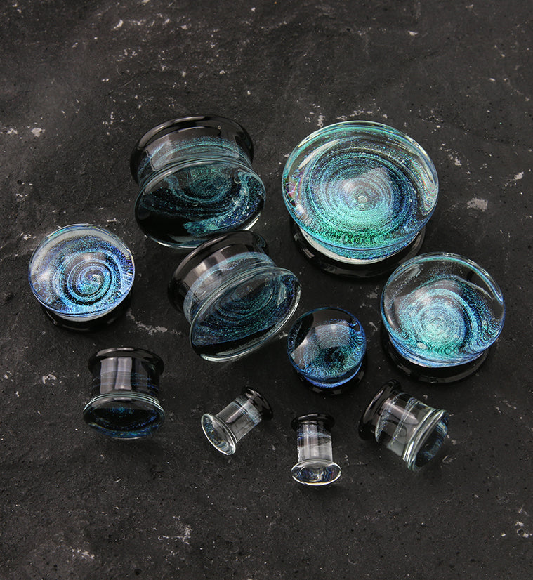 Twilight Cosmos Glass Double Flare Plugs