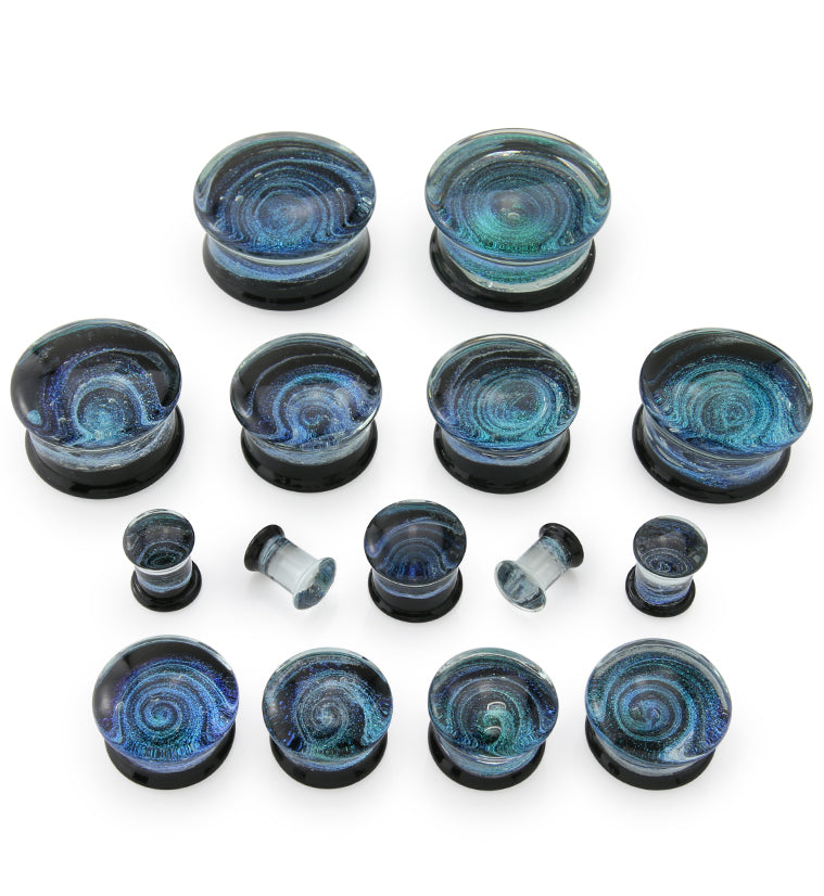 Twilight Cosmos Glass Double Flare Plugs