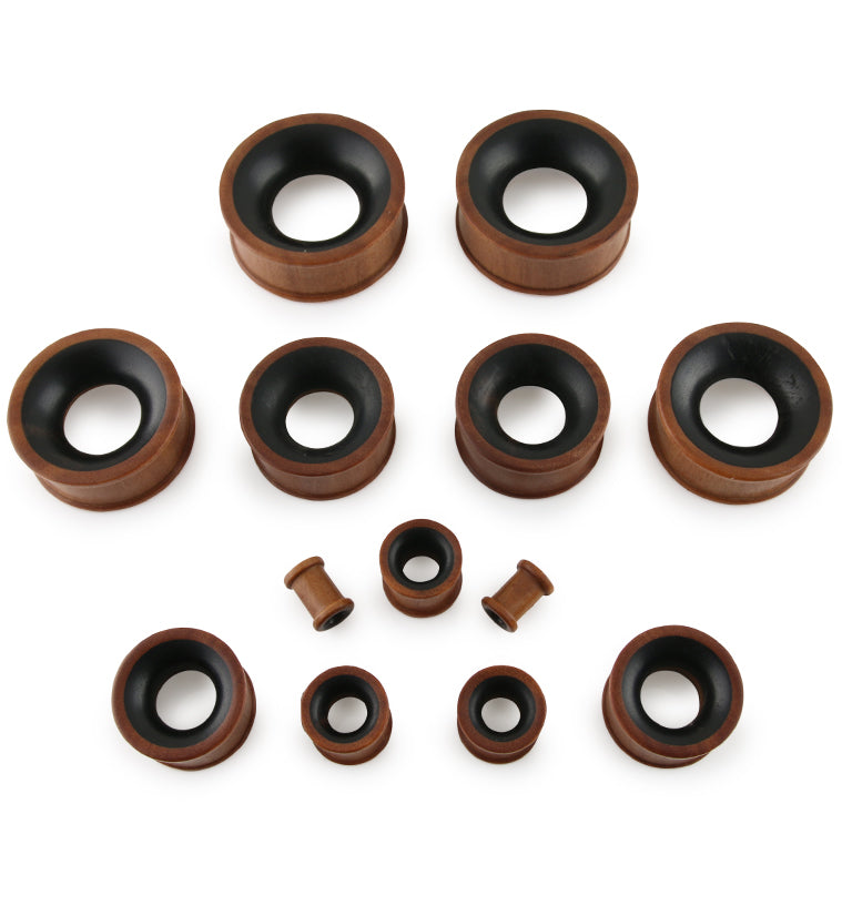 Two Tone Saba & Sono Concave Wood Tunnel Plugs