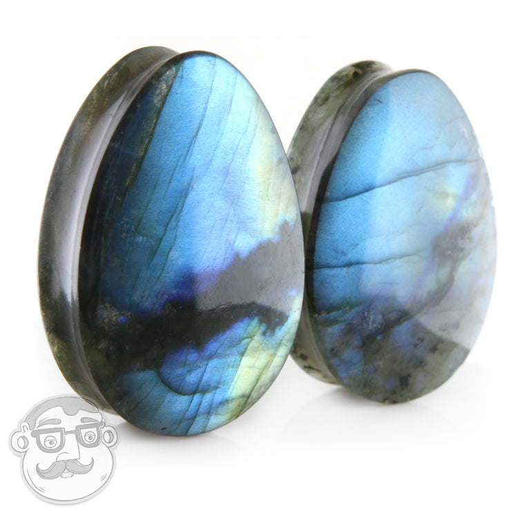 Labradorite Stone Teardrop Plugs