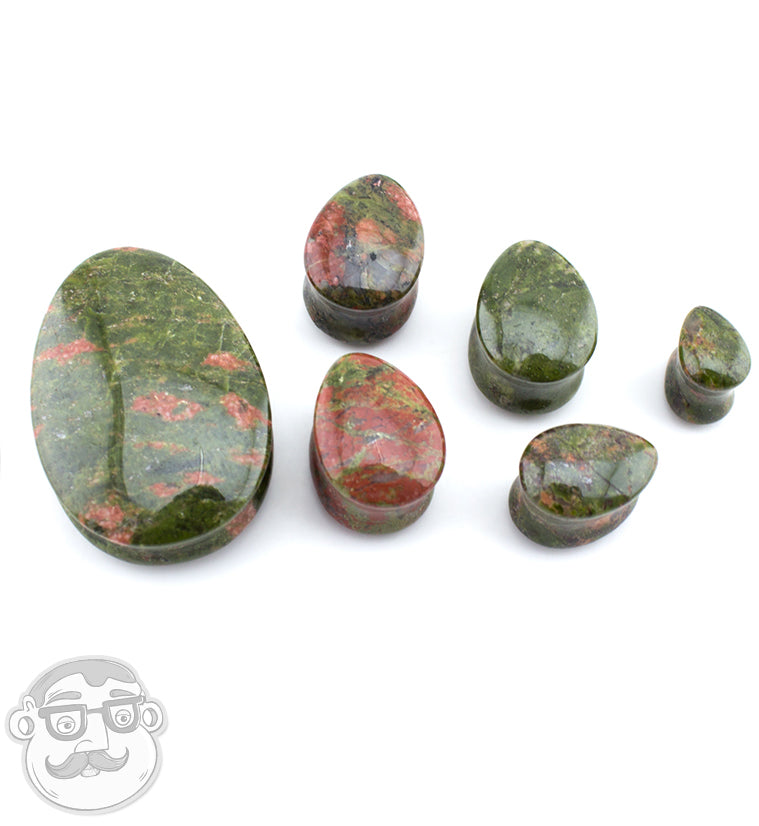 Unakite Teardrop Stone Plugs
