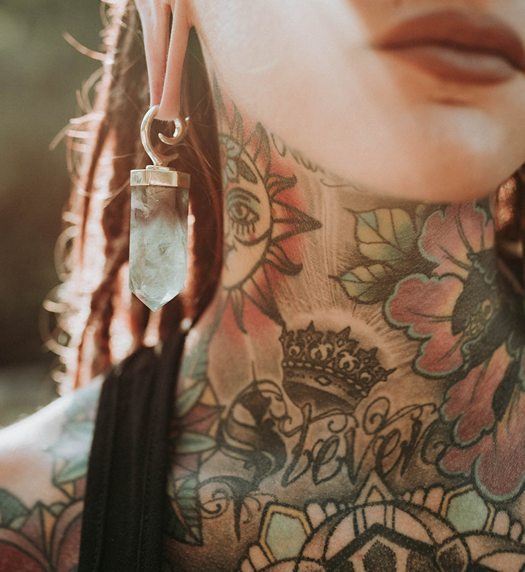 Scepter Rainbow Fluorite Stone Ear Weights