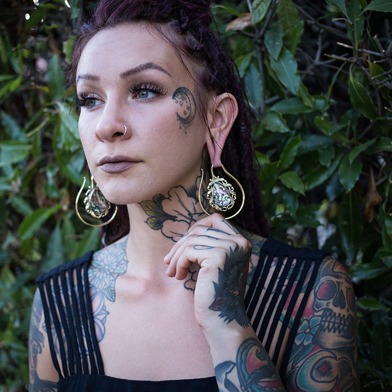 Vague Abalone Brass Ear Weights