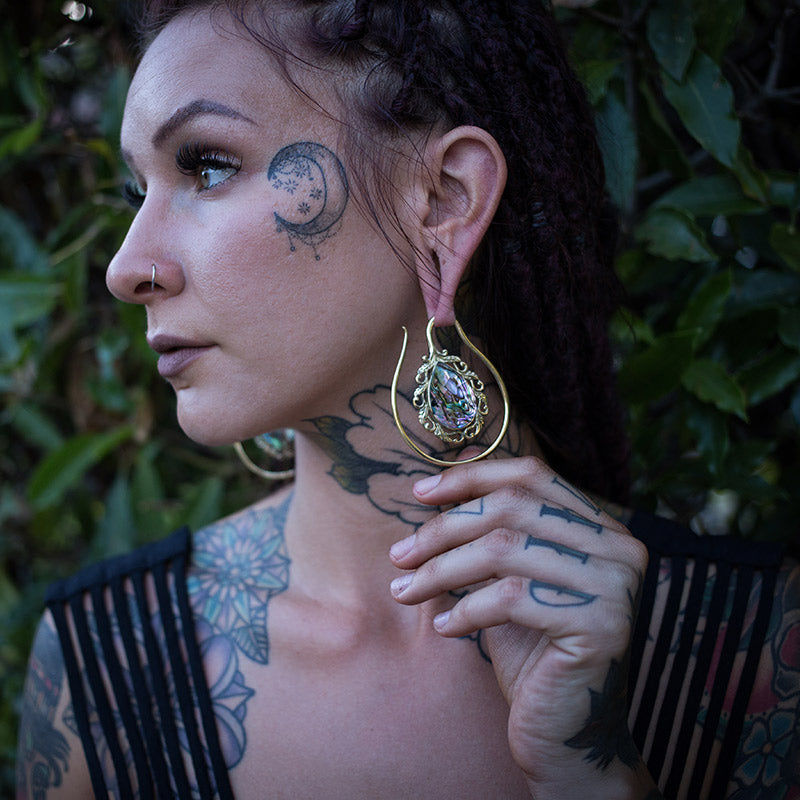 Vague Abalone Brass Ear Weights