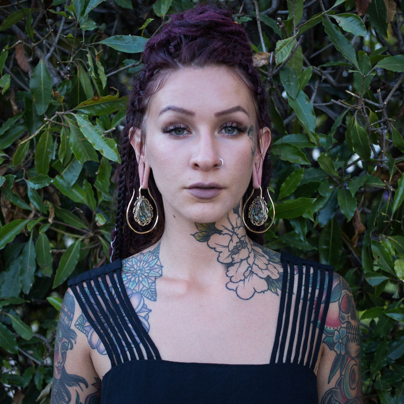 Vague Abalone Brass Ear Weights