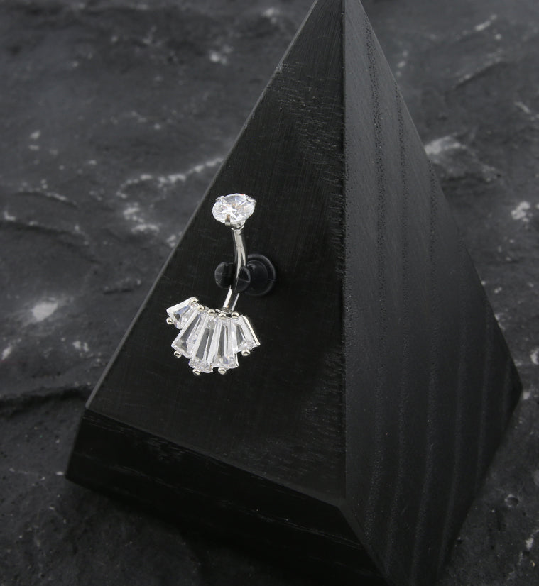 Vane Baguette Clear CZ Belly Button Ring