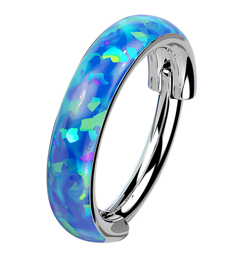 Vast Blue Opalite Titanium Hinged Segment Ring