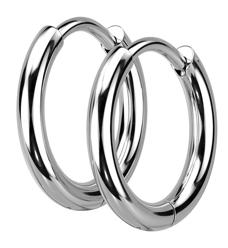 Vast Stainless Steel Hinged Hoop Earrings