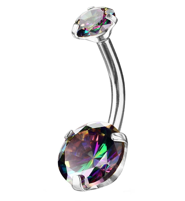 Vitrail Aurora CZ Rose Belly Button Ring