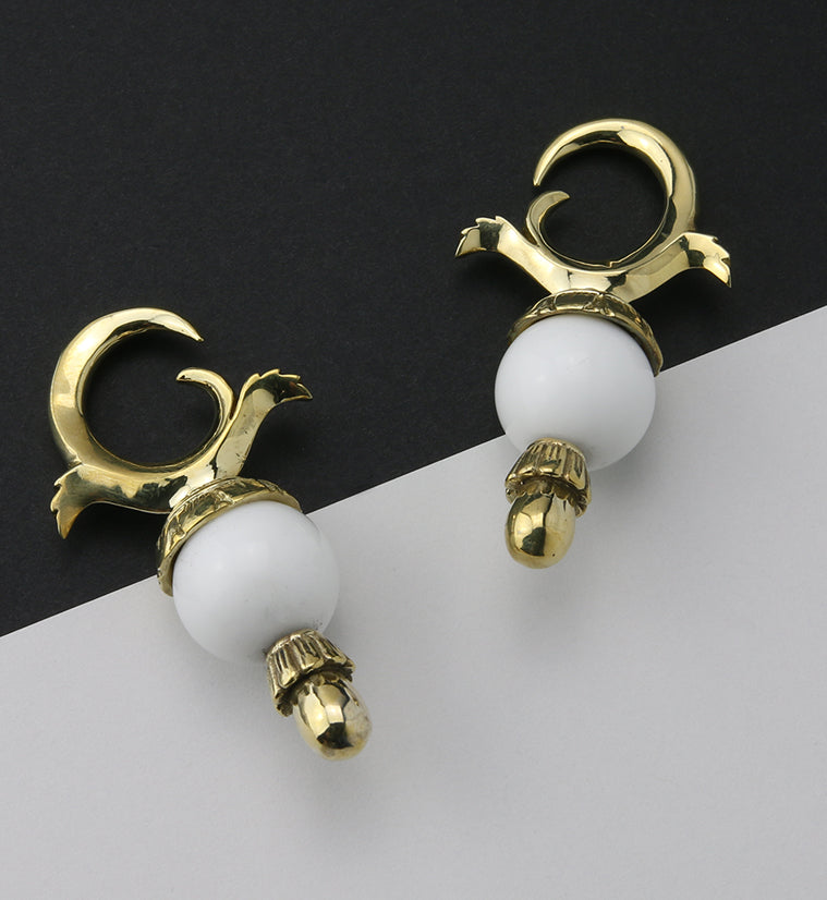 White Agate Stone Totum Ear Weights