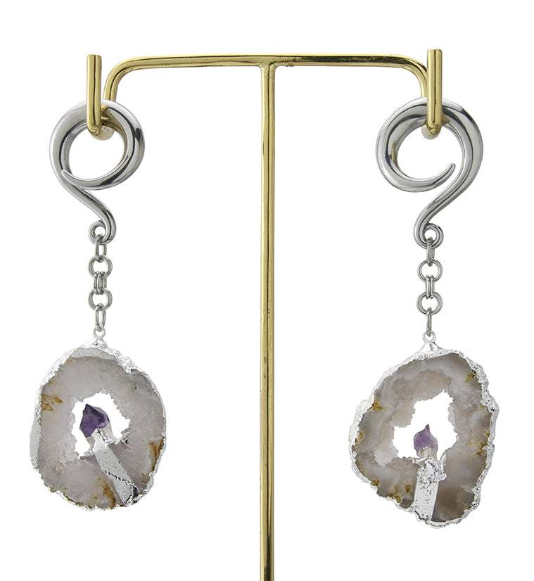 White Druzy Agate Slice Hangers
