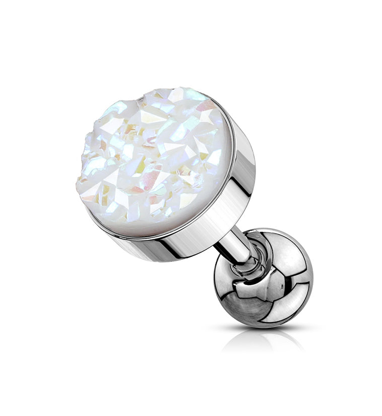 16G White Druzy Cartilage Barbell