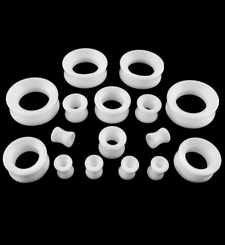 White Glass Tunnel Plugs