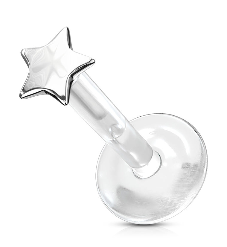 16G Star 14kt White Gold Bioflex Labret Post