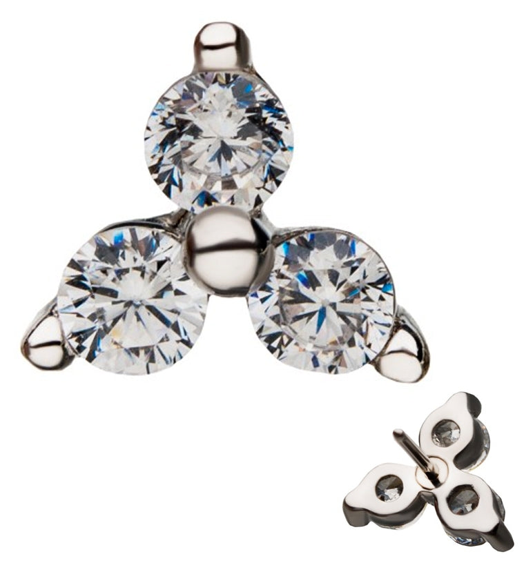 14kt White Gold Cluster CZ Threadless Top