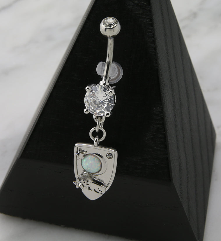 Wolf Howl White Opalite Dangle Belly Button Ring