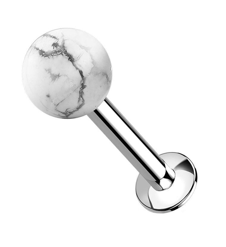 White Howlite Stone Ball Top Internally Threaded Labret