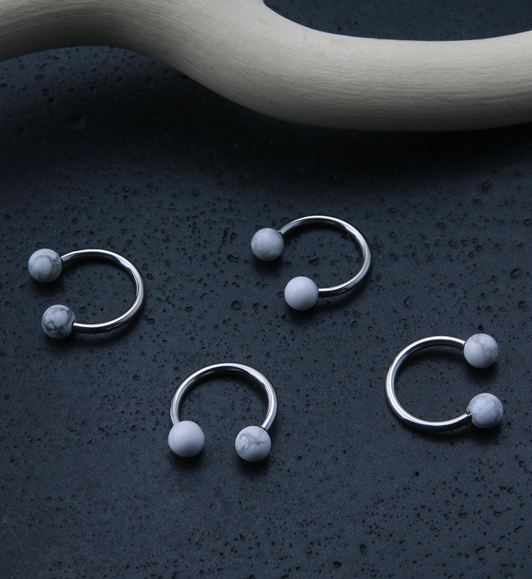 White Howlite Stone Circular Barbell
