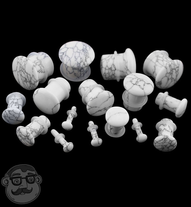 White Howlite Stone Single Flare Plugs