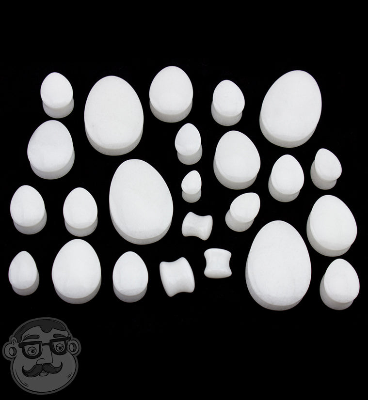 White Jade Teardrop Stone Plugs