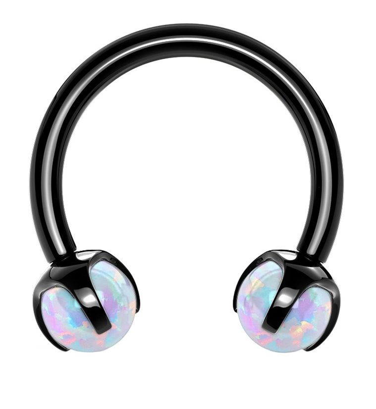 Black PVD Opalite Claw Stainless Steel Circular Barbell