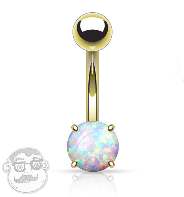 Simple Opalite Gold Stainless Steel Belly Button Ring