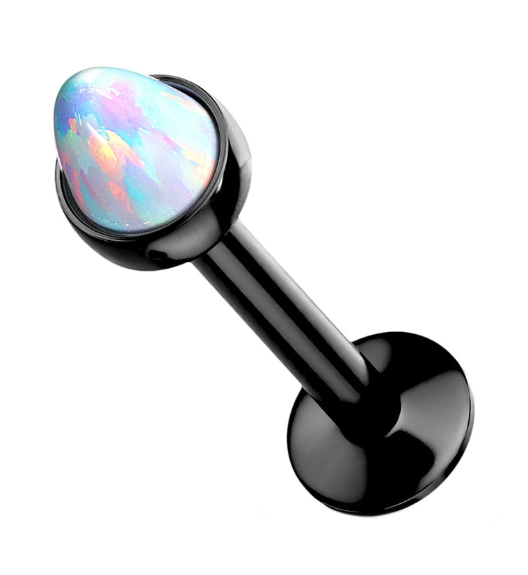 16G Opalite Spiked Black Stainless Steel Labret