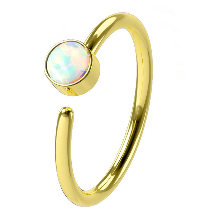 20G Gold PVD Opalite Top Hoop Ring