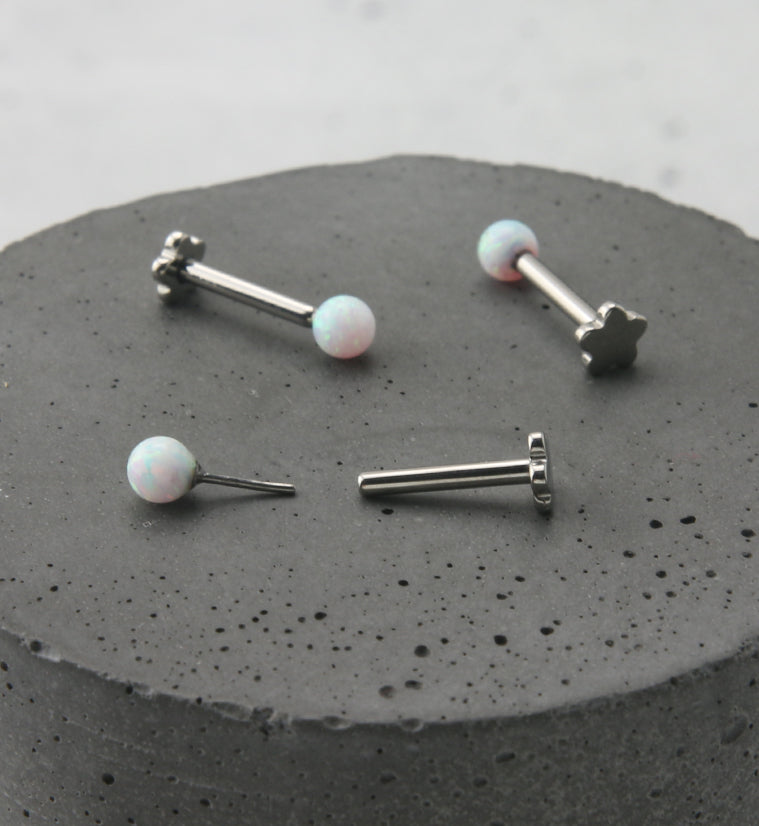 White Opalite Ball Titanium Threadless Labret