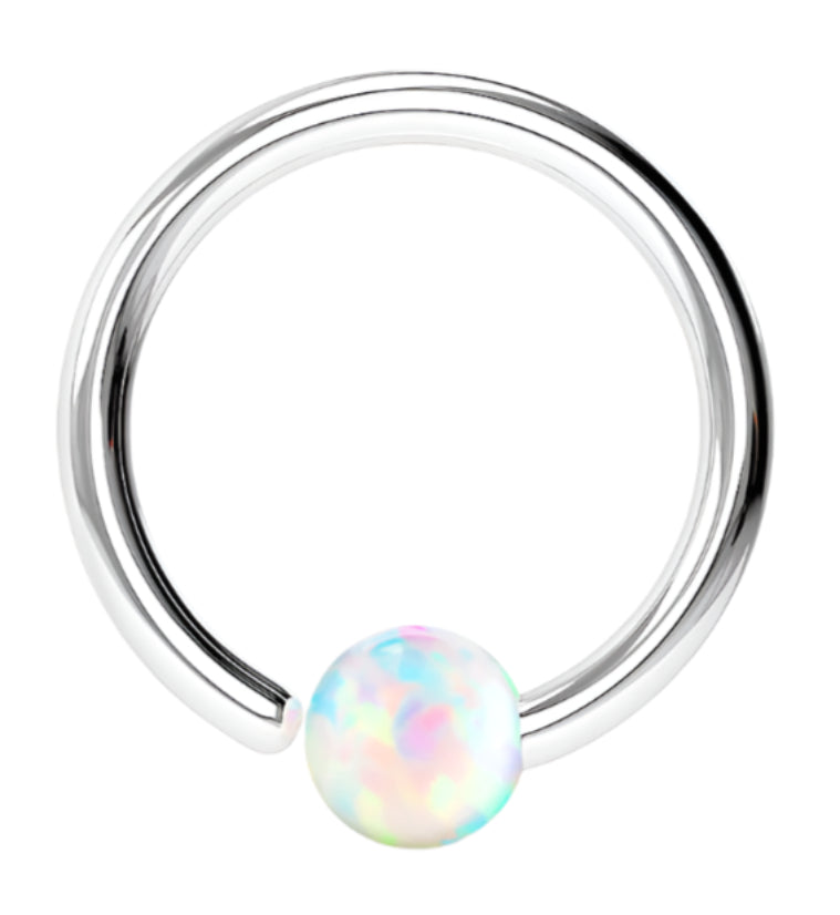White Opalite Fixed Captive Ring