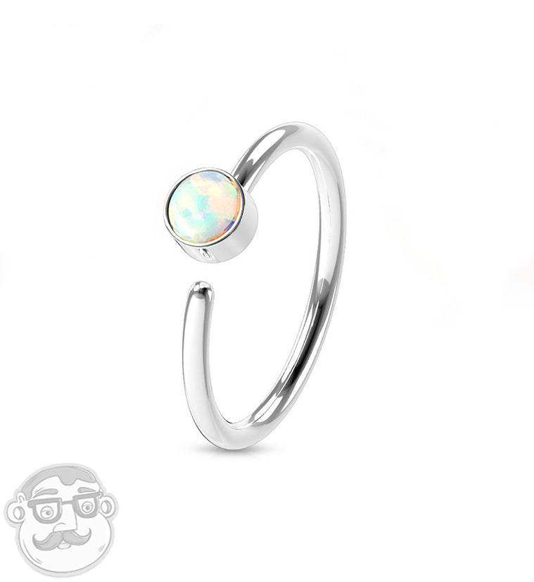 20G White Opalite Top Hoop Ring