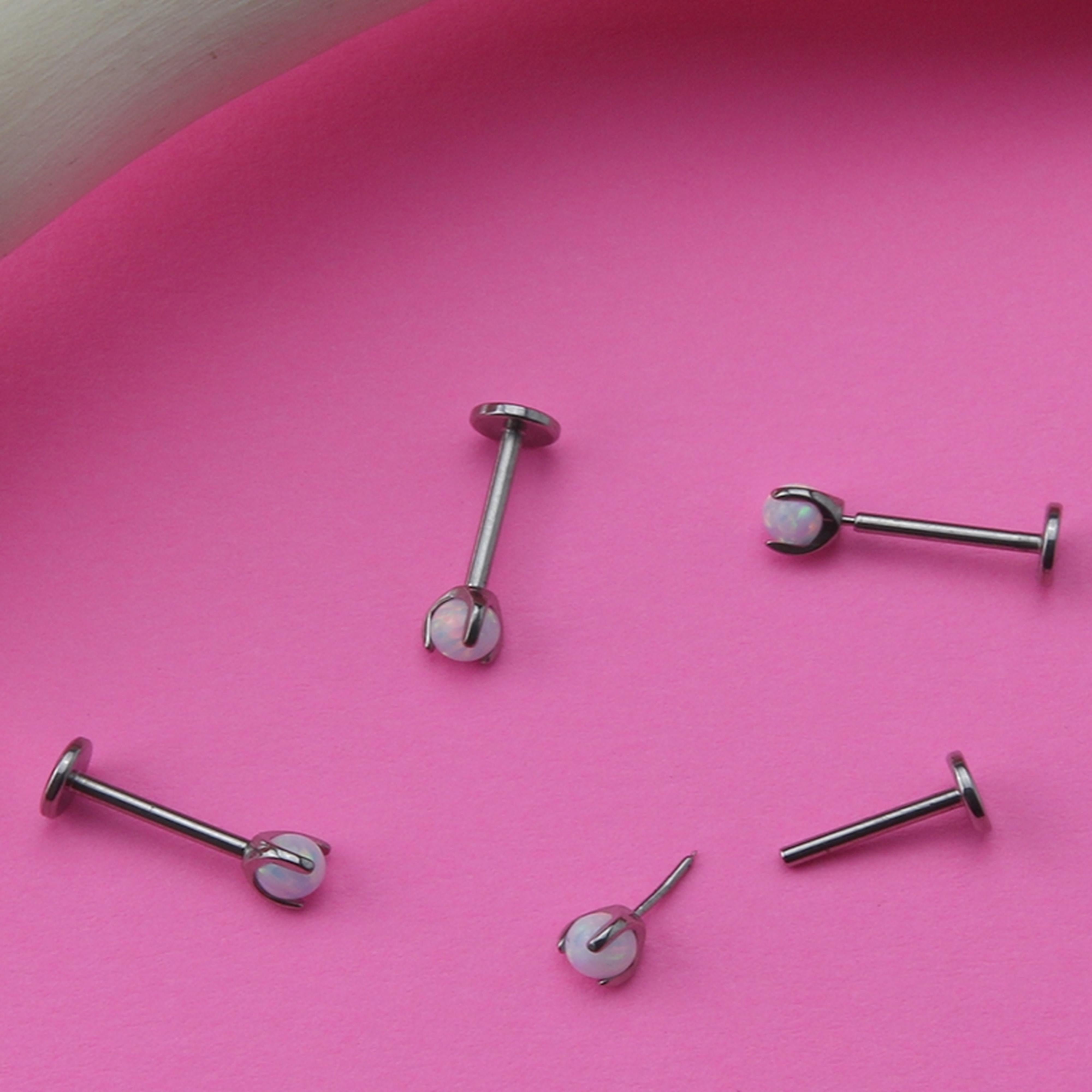 Opalite Claw Set Titanium Threadless Labret