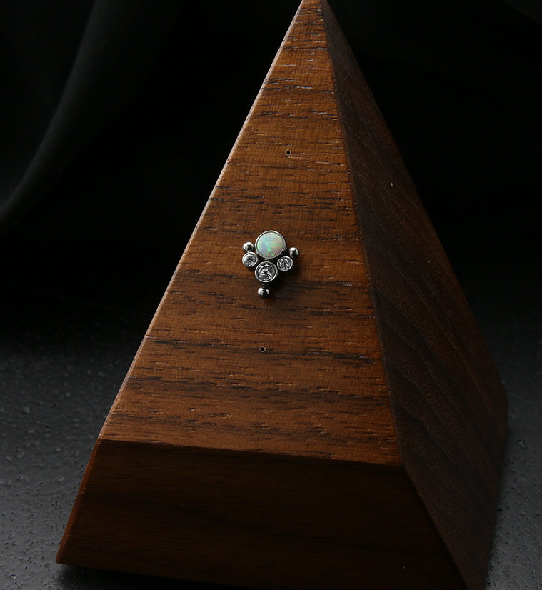 White Opalite Clear CZ Bundle Titanium Threadless Top