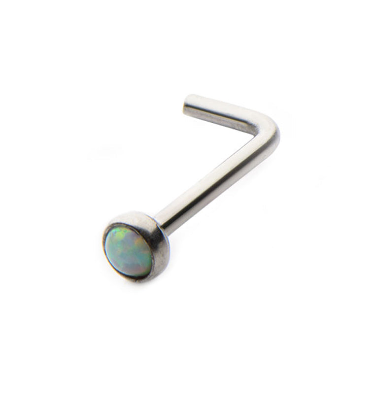 20G White Synthetic Opalite Stainless Steel Nose Screw