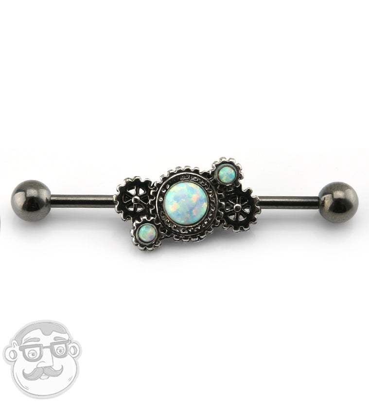 White Opalite Steampunk Industrial Barbell