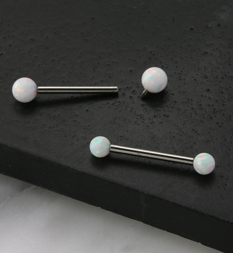 White Opalite Titanium Barbell
