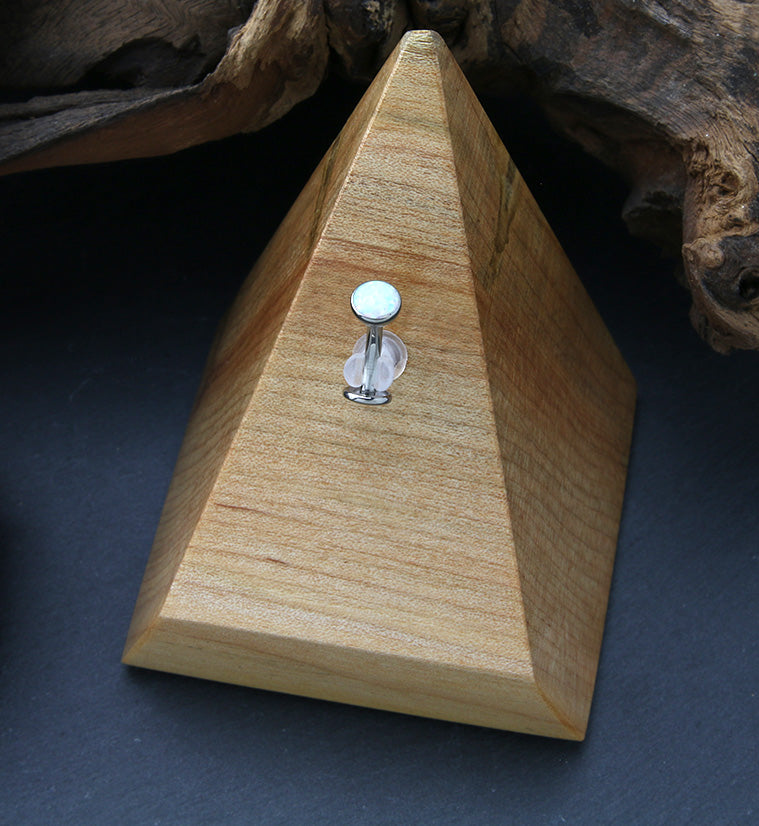 White Opalite Titanium Threadless Floating Belly Button Ring (Convex Disk)