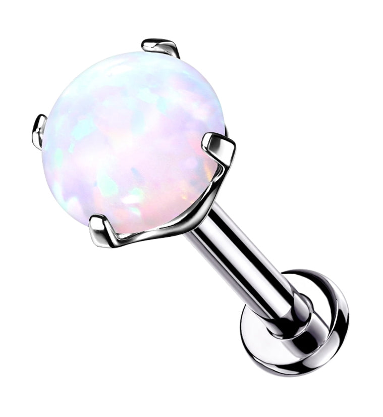 White Opalite Prong Set Titanium Threadless Labret