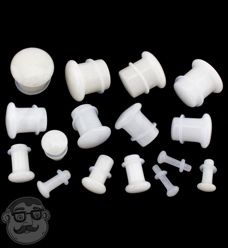 White Quartz Stone Plugs - Single Flare
