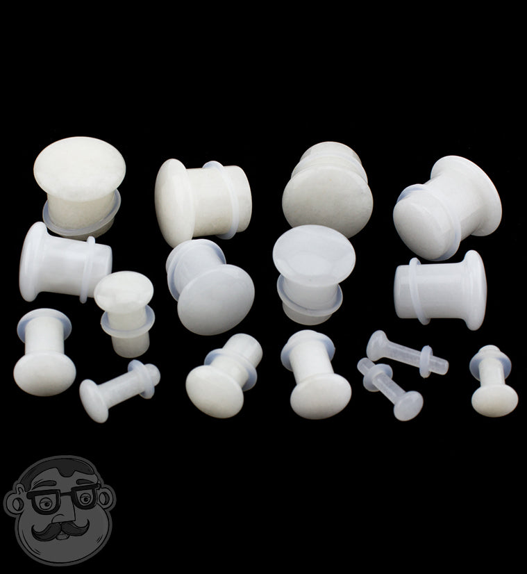 White Quartz Stone Plugs - Single Flare